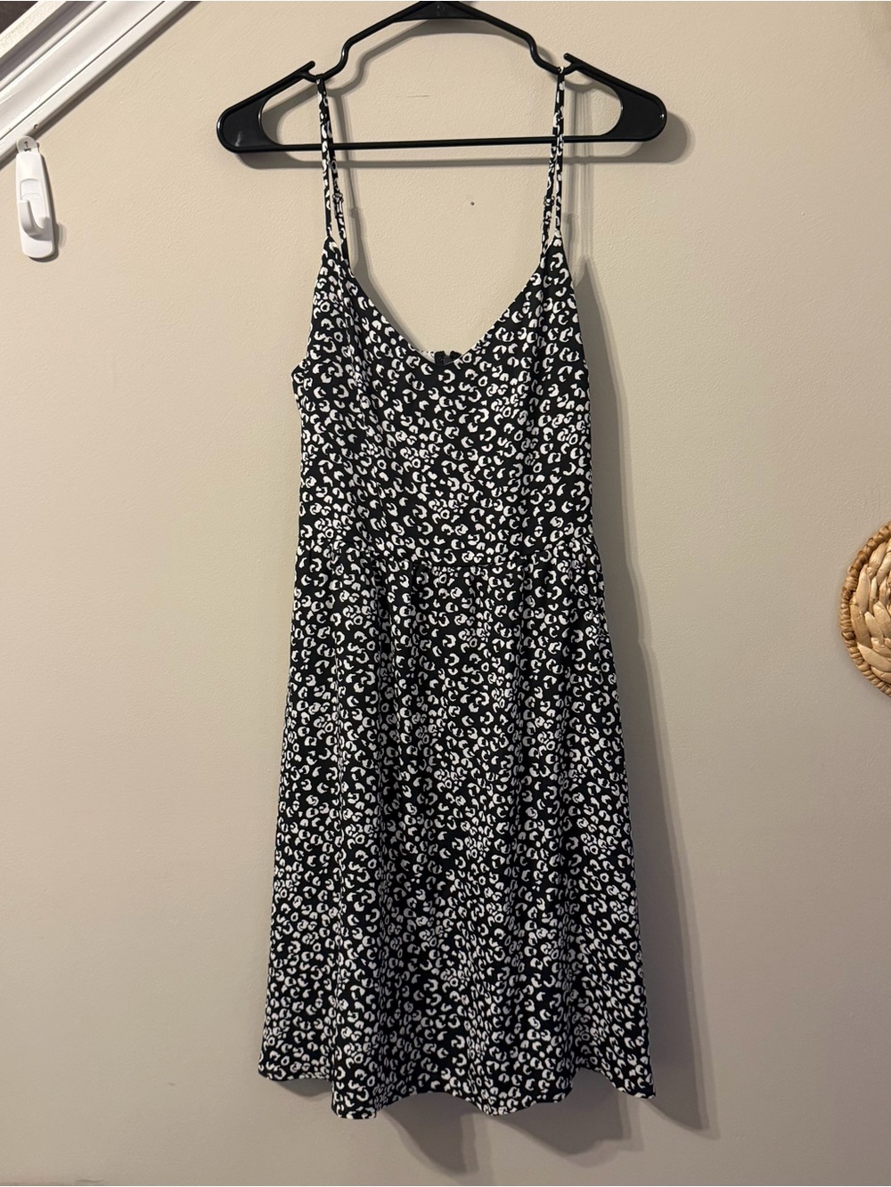 LOFT Black Floral Mini Dress with White Print| Size 12